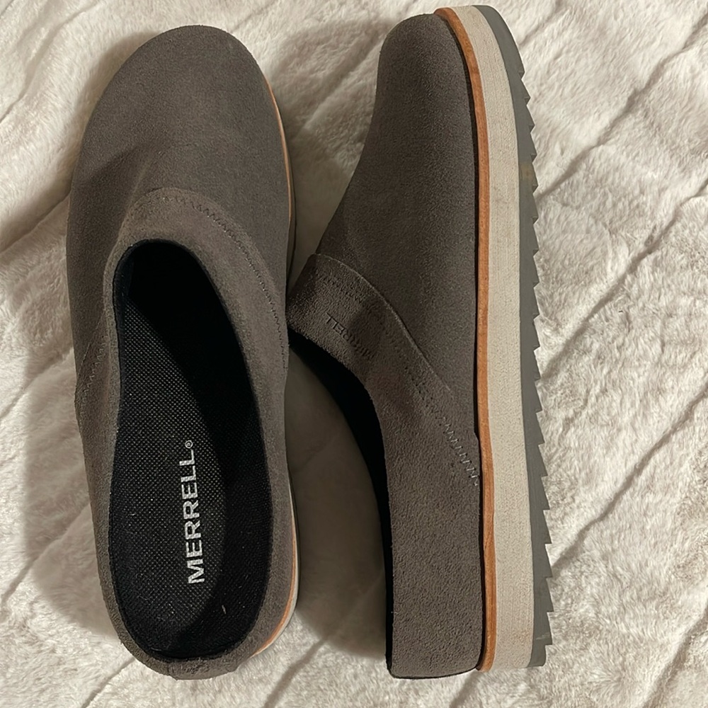 Women's Merrell Juno Clog Charcoal Suede Casual Slip On Shoes Size 9.5